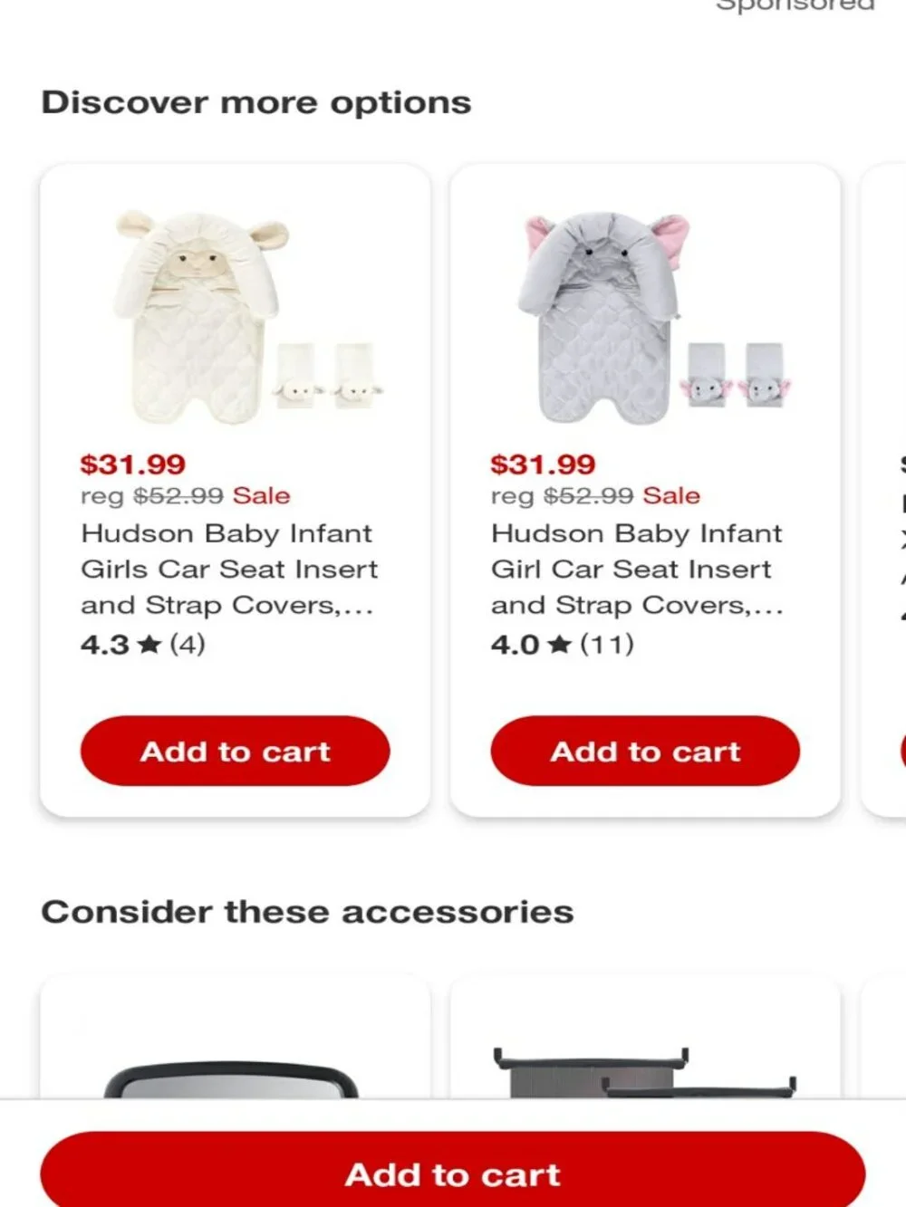 Infant elephant car seat insert